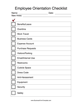 Employee Orientation Checklist