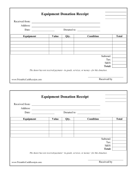 Equipment Donation Receipt