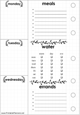 Errands Bullet Journal Mon-Wed