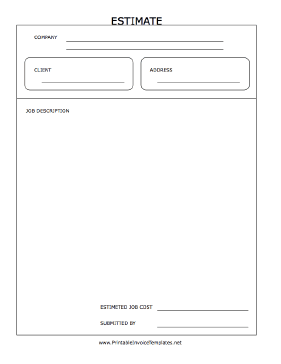 Estimate Form Template