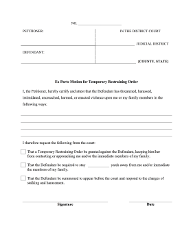 Ex Parte Restraining Order