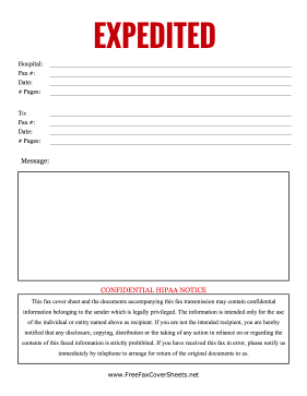 Expedited Medical fax cover sheet