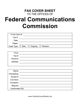 FCC fax cover sheet