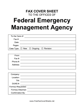 FEMA fax cover sheet