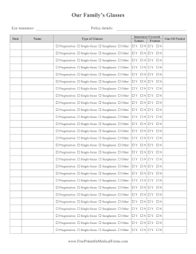 Family Eyeglasses Replacement Tracker