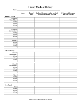 Family Medical History Form