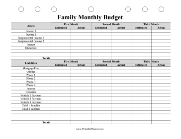 Family Monthly Budget Planner