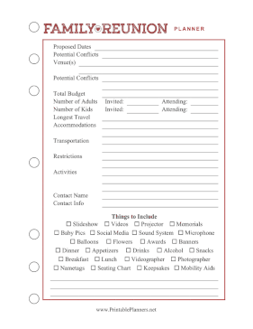 Family Reunion Planner