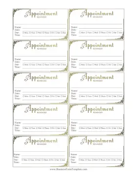 Fancy Gold Appointment Reminder Card