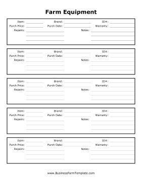 Farm Equipment Record