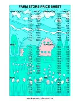 Farm Store Price Sheet