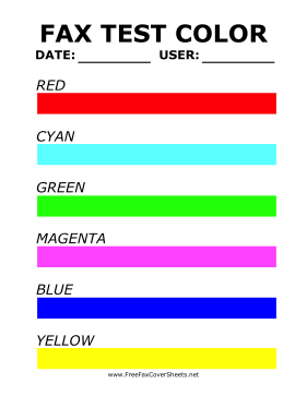 Fax Color Test fax cover sheet