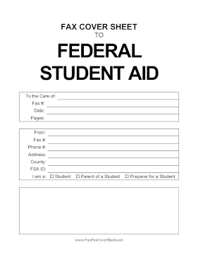 Federal Student Aid fax cover sheet