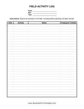 Field Activity Log