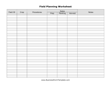 Field Planning Worksheet