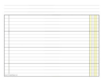 Printable Finance Columnar Paper in Landscape Orientation, Wide-Spaced Lines, and 1 Column