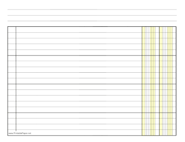 Printable Finance Columnar Paper in Landscape Orientation, Wide-Spaced Lines, and 2 Columns