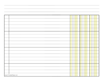 Printable Finance Columnar Paper in Landscape Orientation, Wide-Spaced Lines, and 3 Columns