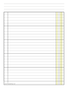 Printable Finance Columnar Paper in Portrait Orientation, Wide-Spaced Lines, and 1 Column