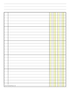 Printable Finance Columnar Paper in Portrait Orientation, Wide-Spaced Lines, and 2 Columns