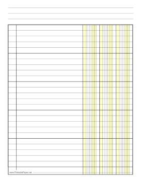 Printable Finance Columnar Paper in Portrait Orientation, Wide-Spaced Lines, and 3 Columns