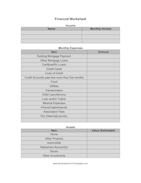 Financial Worksheet