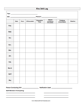 Fire Drill Log