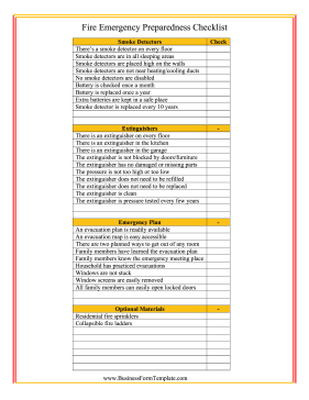 Fire Emergency Checklist