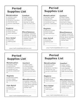 First Period Supplies List