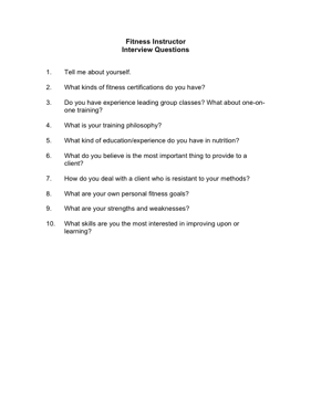 Fitness Instructor Interview Questions