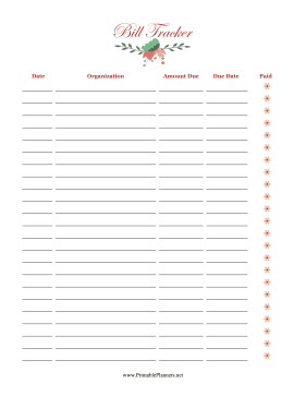 Floral Bill Tracker