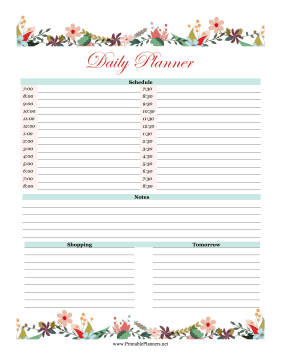 Floral Daily Schedule