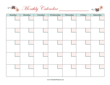 Floral Monthly Calendar