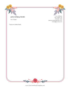 Flowers And Leaves Letterhead