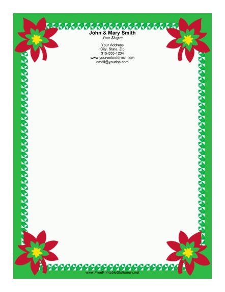 Four Poinsettias stationery design