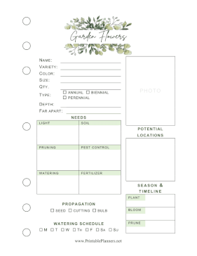 Garden Flowers Planner