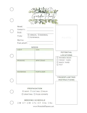 Garden Plants Planner