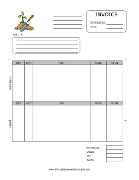 Gardening Invoice Template