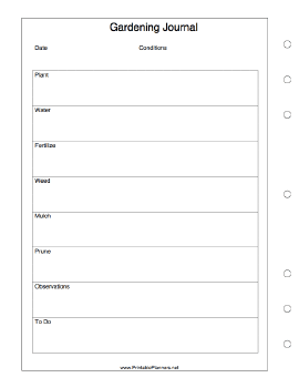 Gardening Journal - Left