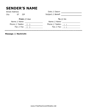 German fax cover sheet