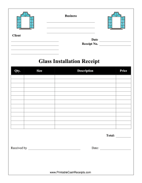 Glass Installation Receipt