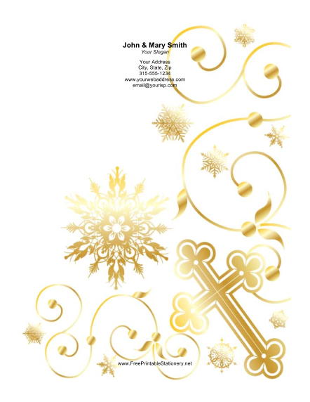 Gold Cross Ornate Background stationery design