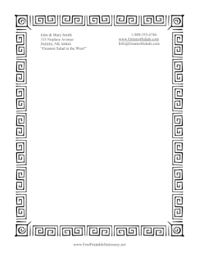 Greco Border Black and White stationery design