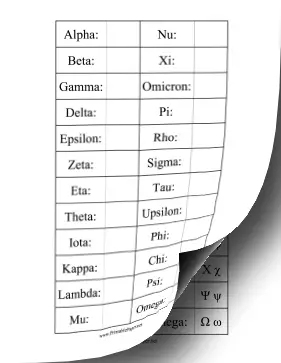 Printable Greek Alphabet