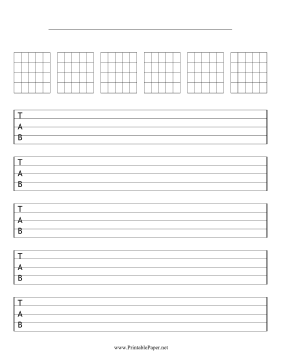 Printable Guitar Tablature with Chord Symbols