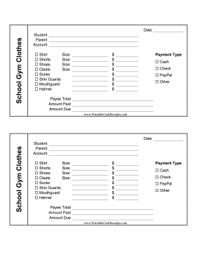 Gym Clothes Receipt