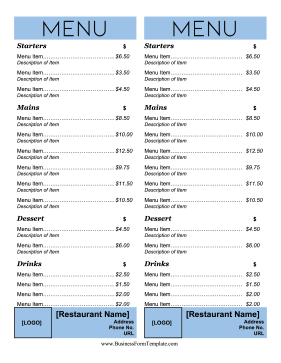 Half-Page Menu