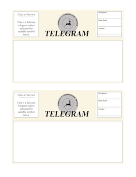 Half Page Telegram fax cover sheet