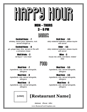 Happy Hour Menu