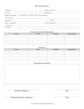 Harassment Report Form